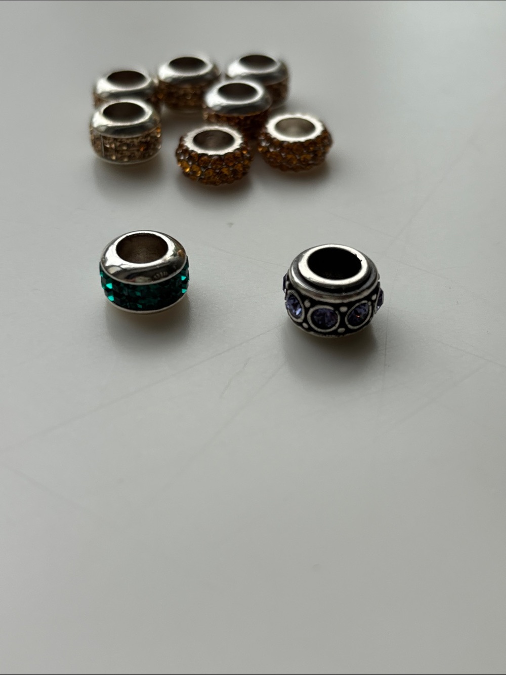 Brighton various Silver and Green Accent Rondelle Beads charms - Picture 6 of 7